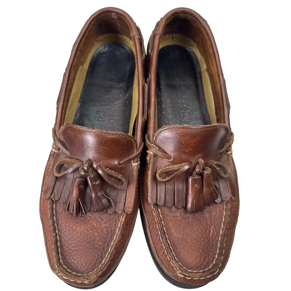 Sperry Top-Sider Kiltie Tassel Loafers Men 9.5M Brown Leather Boat Shoes 0673418